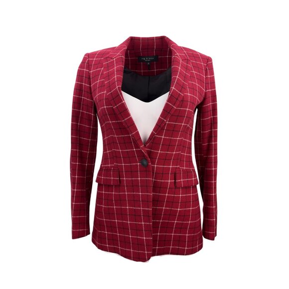 Rag & Bone Red Plaid Blazer - Picture 1 of 2